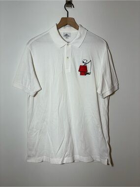 RARE Lacoste x Peanuts Snoopy Fishing White Polo Shirt - Sz. 6